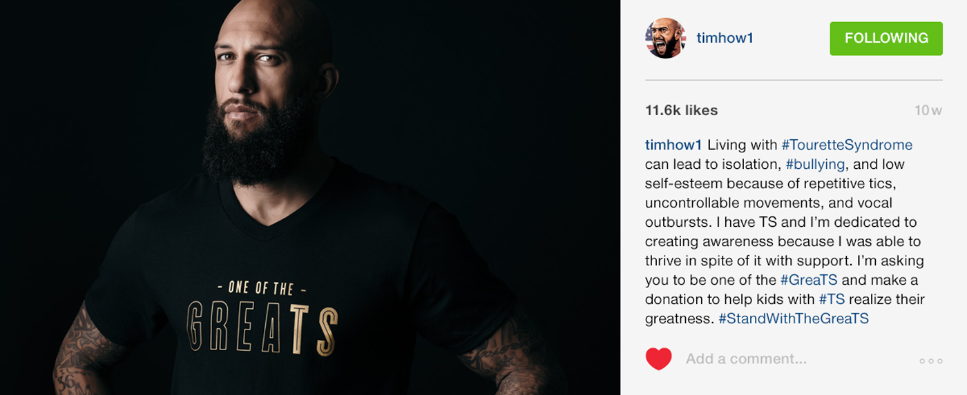 Tim Howard wearing GreaTS T-Shirt, social post