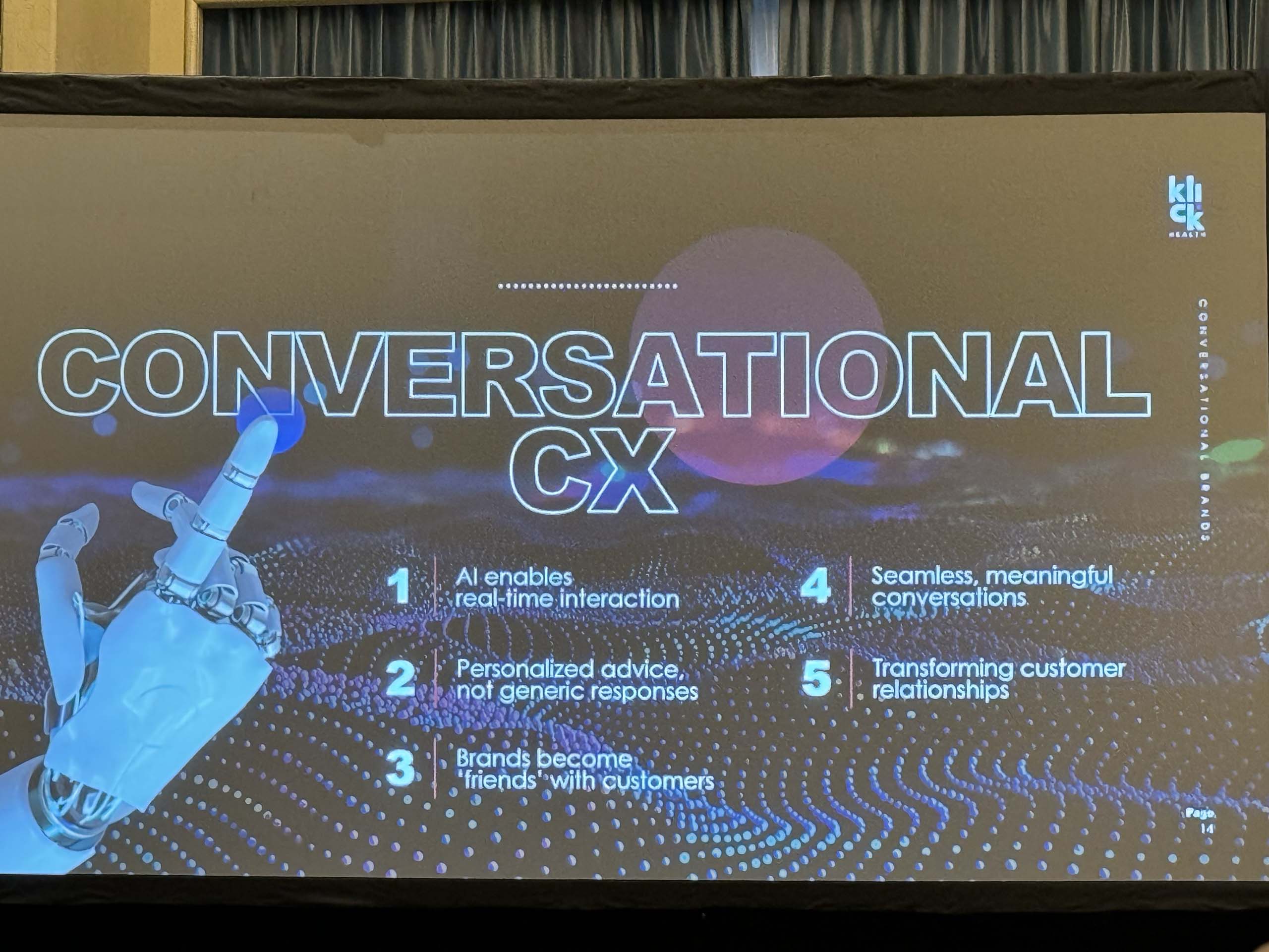 A presentation slide discussing Conversational CX.