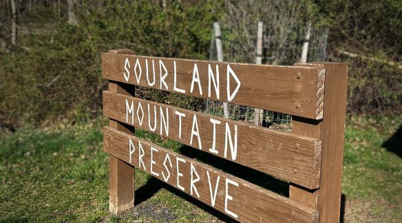 The entrance sign for the Sourland Mountain Reserve.