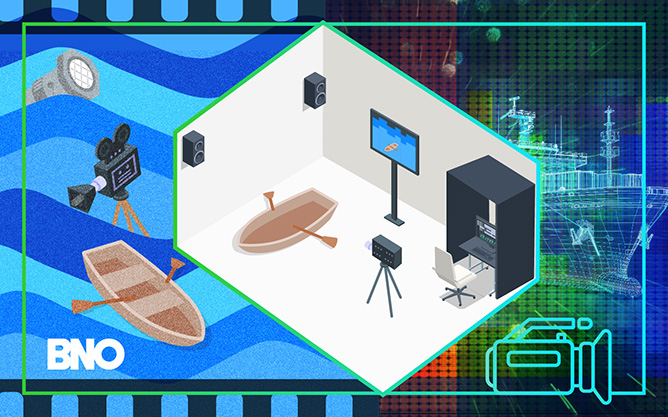Blog art representing the advancements of video technology, including the emerging virtual studio technology.